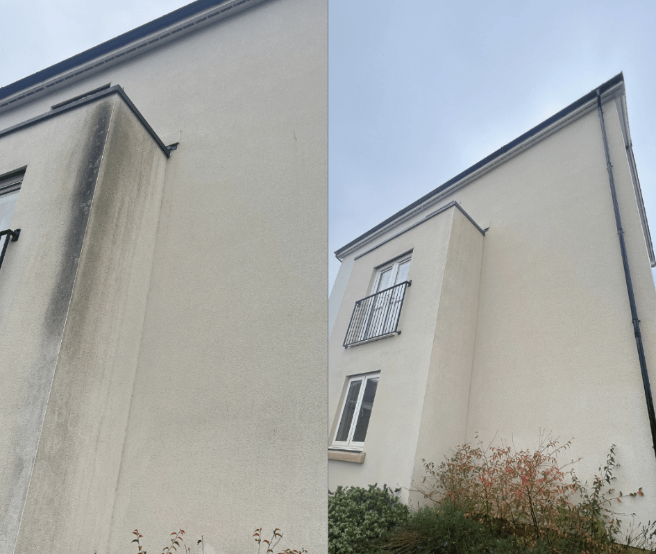 Professionele gevelreiniging met zichtbaar voor en na resultaat